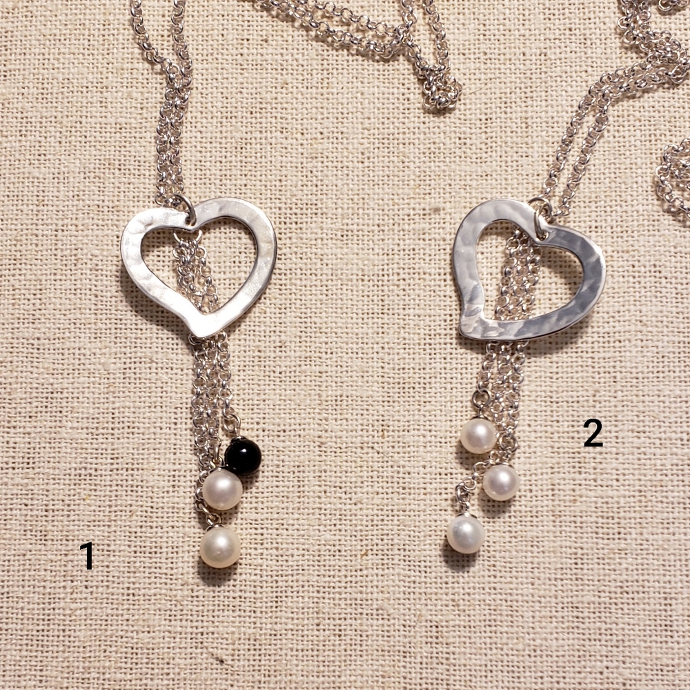 Vantel Pearls Three of Hearts Necklaces